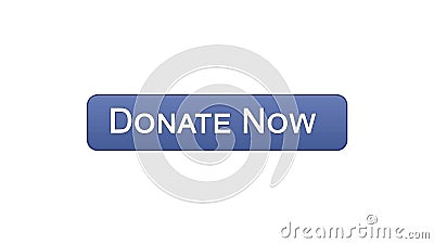 Donate now web interface button violet color, social support, volunteering Stock Photo