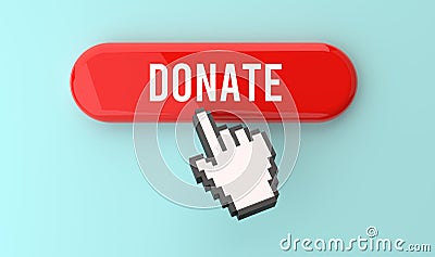 Donate text on web button, pixel clickable interface, web banner, online donation. Stock Photo