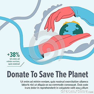 Donate to save the planet, charity organization Vector Illustration