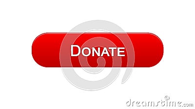 Donate web interface button red color, social support, fundraising online Stock Photo