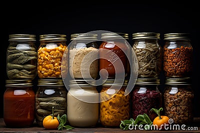 Donation Box of Grocery Products for Charity, Food Banks, and Low-Income Support Programs Stock Photo