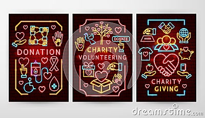 Donation Charity Flyer Concepts Vector Illustration