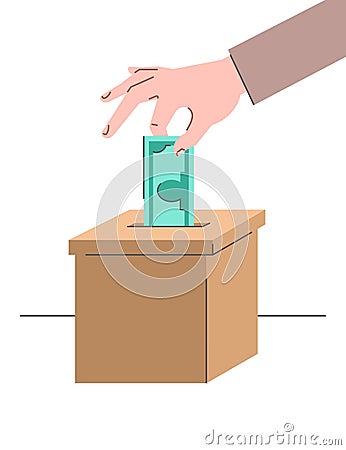 Donation concept with a dollar and a cardboard box Vector Illustration