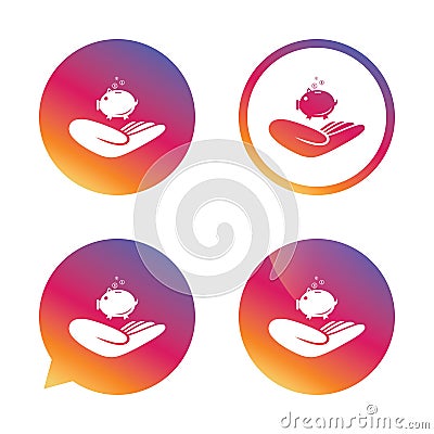 Donation hand sign icon. Charity or endowment. Vector Illustration