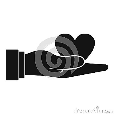 Donation heart hand icon, simple style Vector Illustration