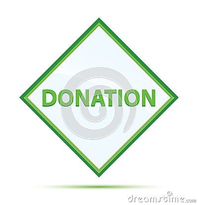 Donation modern abstract green diamond button Stock Photo