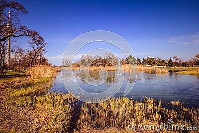 The Vienna Danube Park in spring, Austria Stock Photo