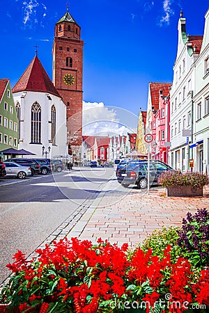 Donaworth, Germany. Bavaria, Swabia historical region with Romantische Strasse scenic small city Editorial Stock Photo