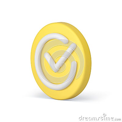 Done checkmark circle badge confirmation button success acceptance isometric 3d icon vector Vector Illustration