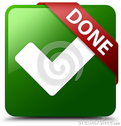 Done validate icon green square button Stock Photo