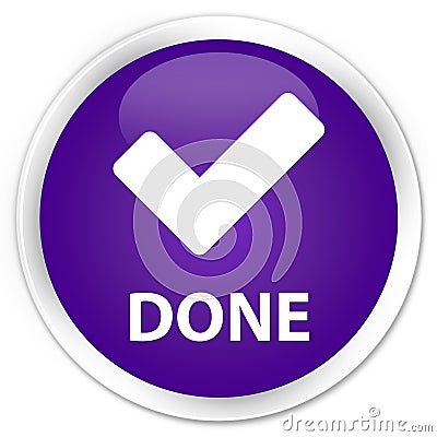 Done (validate icon) premium purple round button Cartoon Illustration