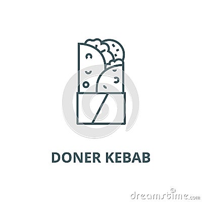 Doner kebab line icon, vector. Doner kebab outline sign, concept symbol, flat illustration Vector Illustration