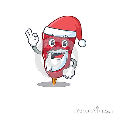 Doner kebab Santa cartoon character with cute ok finger Vector Illustration