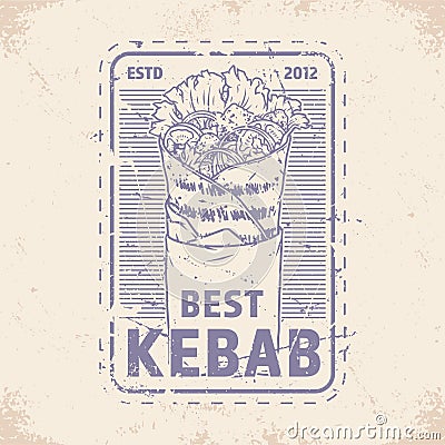 Doner kebab vintage logotype monochrome Vector Illustration