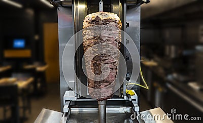 Doner knife Traditional Turkish Doner Kebab meat. shawarma or gyros Stock Photo