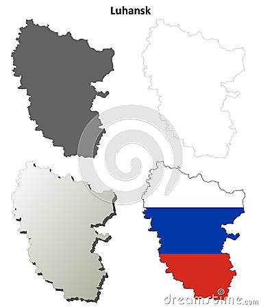 Donetsk blank outline map set - Russian version Vector Illustration