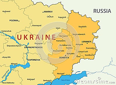 Donetsk and Lugansk region of Ukraine - vector map Vector Illustration