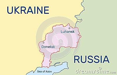 Donetsk and Luhansk map. Regions in eastern Ukraine. Detailed vector map. Template for design. Vector Illustration