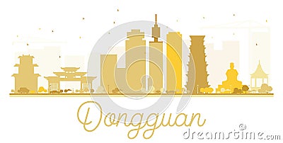 Dongguan City skyline golden silhouette. Cartoon Illustration