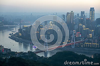 Dongshuimen Bridge at night Chongqing China Editorial Stock Photo