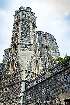 Donjon - the great tower or innermost keep of a Medieval Windsor Castle Editorial Stock Photo