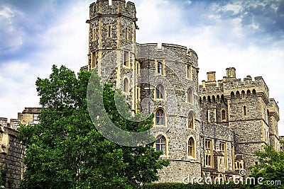 Donjon - the great tower or innermost keep of a Medieval Windsor Castle Editorial Stock Photo