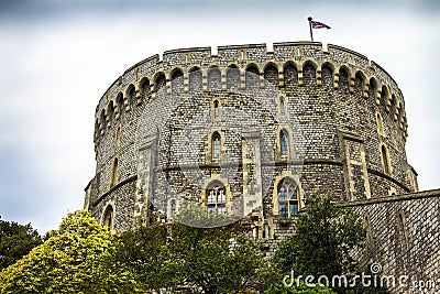 Donjon - the great tower or innermost keep of a Medieval Windsor Castle Editorial Stock Photo