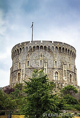 Donjon - the great tower or innermost keep of a Medieval Windsor Castle Editorial Stock Photo