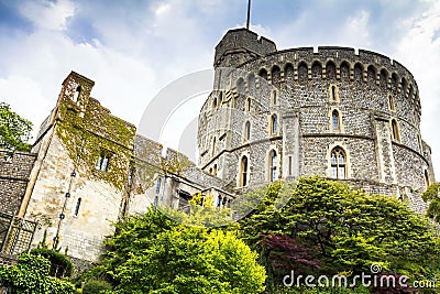 Donjon - the great tower or innermost keep of a Medieval Windsor Castle Editorial Stock Photo