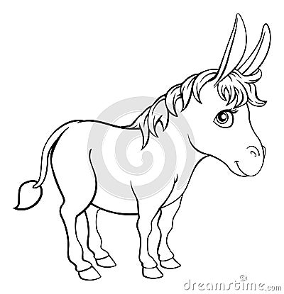 Donkey Animal Cartoon Character Vector Illustration