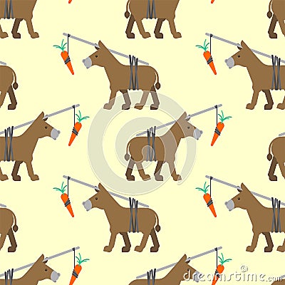 Donkey and carrot pattern seamless. vector background Vector Illustration