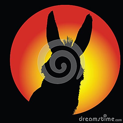 Donkey in circle with color background Vector Illustration