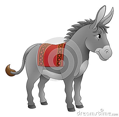 Donkey Animal Cartoon Character Vector Illustration