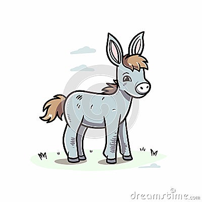 Donkey Jenny hand-drawn illustration. Donkey Jenny. Vector doodle style cartoon illustration Vector Illustration