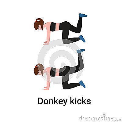 Donkey kicks exercise Vector Illustration