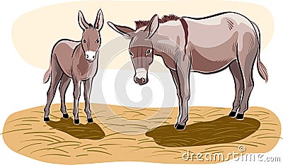 A donkey with little puppy. Stock Photo