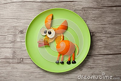 Donkey made of juicy fruits Stock Photo