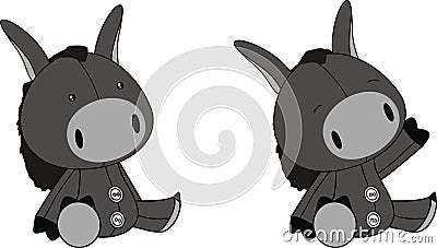 Donkey plush cartoon Vector Illustration