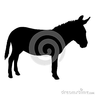 Donkey silhouette isolated on white background Stock Photo