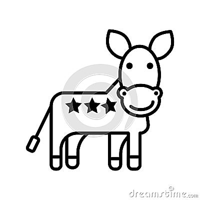 Donkey, usa, democratic party vector line icon, sign, illustration on background, editable strokes Vector Illustration