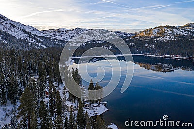 Donner Lake with Donner Summit Editorial Stock Photo