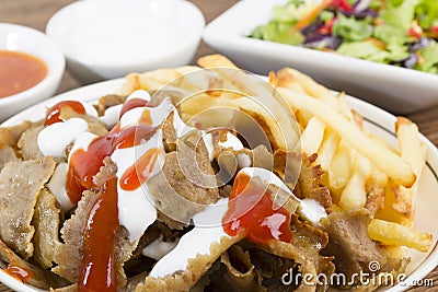 Donner Meat & Chips Stock Photo