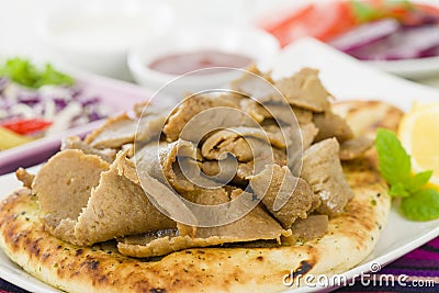 Donner Meat on Naan Stock Photo