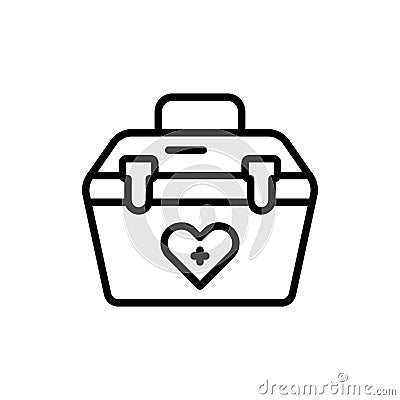 Donor box container line icon. Isolated vector element. Vector Illustration