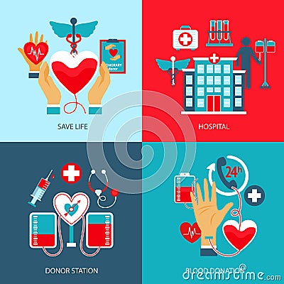 Donor Concept Set Vector Illustration