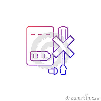 Dont disassemble powerbank gradient linear vector manual label icon Vector Illustration