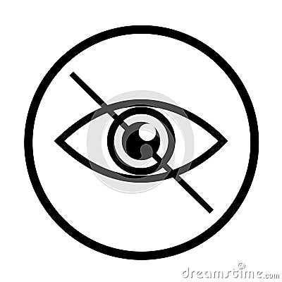 Dont look vector icon, crossed out eye illustration. simple icon. White icon Vector Illustration