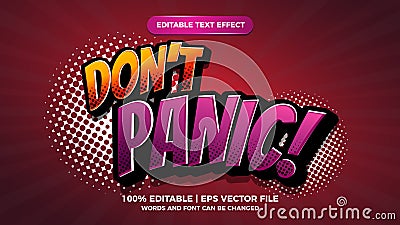 dont panic editable text effect comic cartoon style Vector Illustration