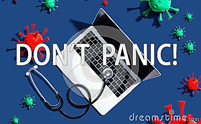 Dont Panic theme with stethoscope and laptop Stock Photo