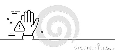 Dont touch line icon. Hand warning sign. Minimal line pattern banner. Vector Vector Illustration